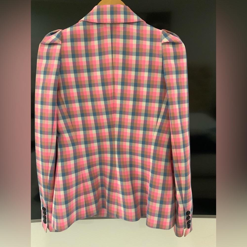 Smythe Box Pleat Tailored Check Blazer Pink sz 6 US - Picture 7 of 8